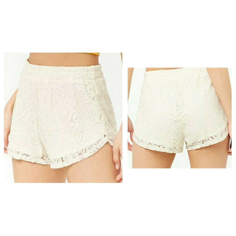 NWOT Ambiance Apparel Cream Lace Shorts 1-2X